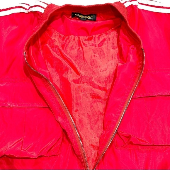 Vintage Mega Wear Mens Red White Stripe Windbreaker Track Jacket - Picture 9 of 12